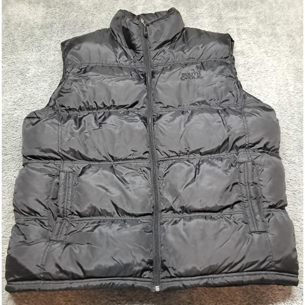 Southpole Puffer Vest Mens XL Black Quilted Hip Hop Full Zip Mock Neck Jacket